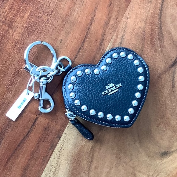 NWT Coach black heart pouch with rivets - Picture 2 of 7